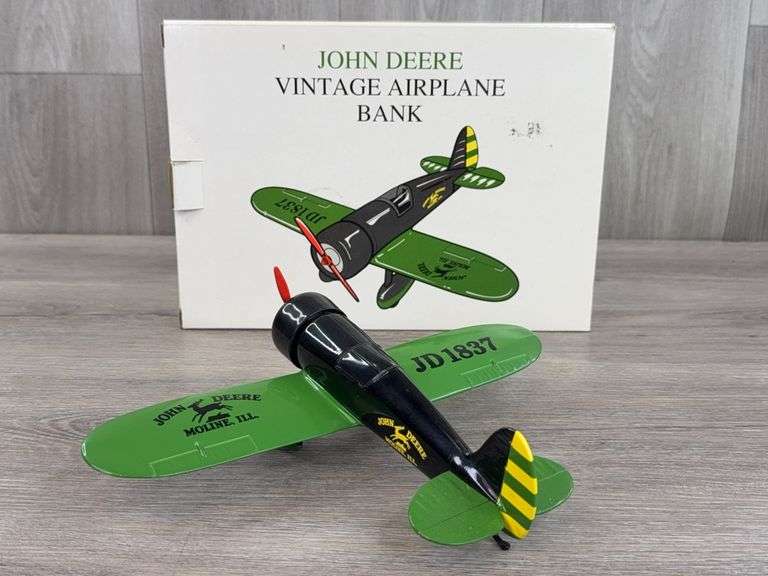 John Deere Vintage Travel Air Model R Airplane Bank, 8”