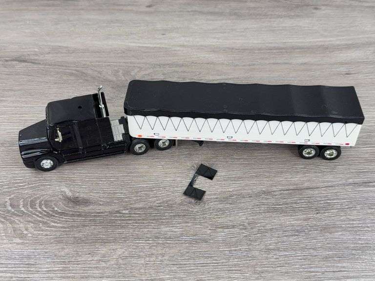 Freightliner C120 Truck W/Bottom Dump Trailer,  1/64, Truck Racing Champions, Trailer Ertl, Mudflap Needs Reattached
