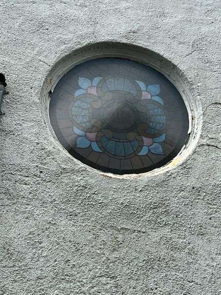 Round Stained-Glass Window - Estimated to be approx. 36" W
