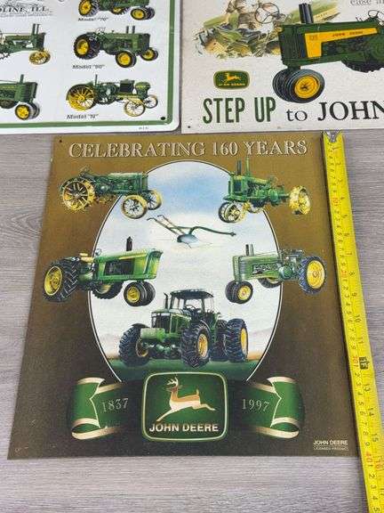 3 John Deere Metal Signs, Appr. 16”x13”