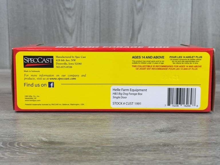 H&S Big Dog Single Door Forage Box, 1/64, SpecCast, Helle Farm Equipment