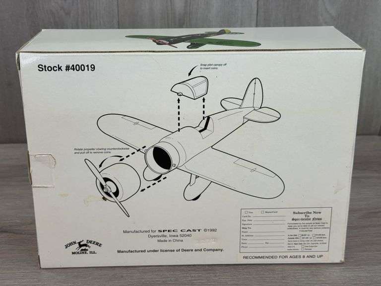 John Deere Vintage Travel Air Model R Airplane Bank, 8”