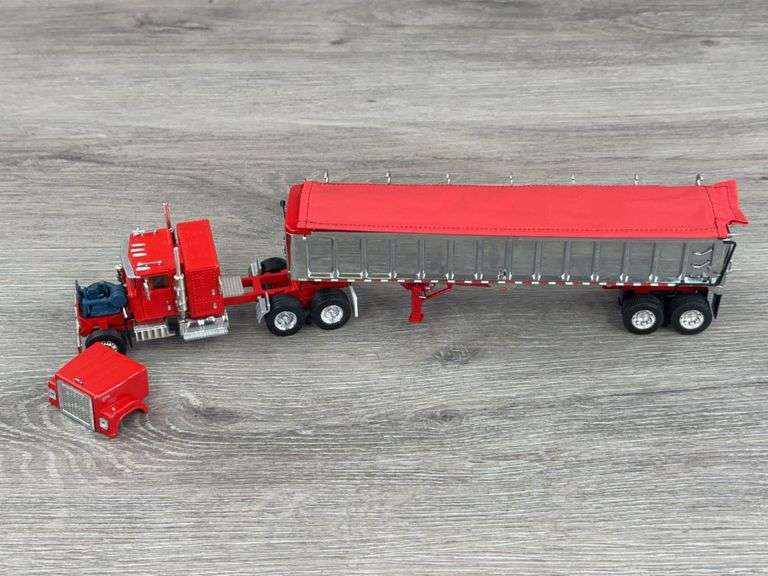 International Transtar 4300 Truck W/Dump Trailer, 1/64, Truck Hood Unattached, Trailer- Extreme Custom Toys