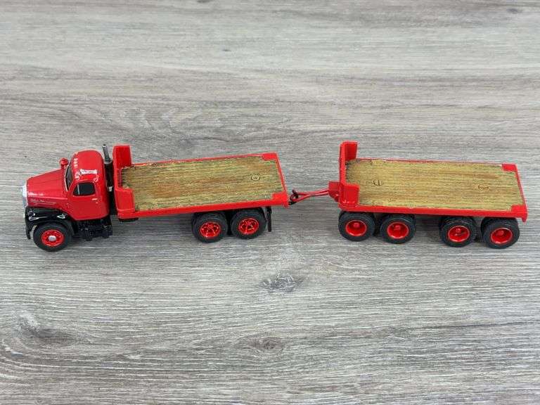 Mack Flatbed Truck W/Pup, 1/64, Ertl