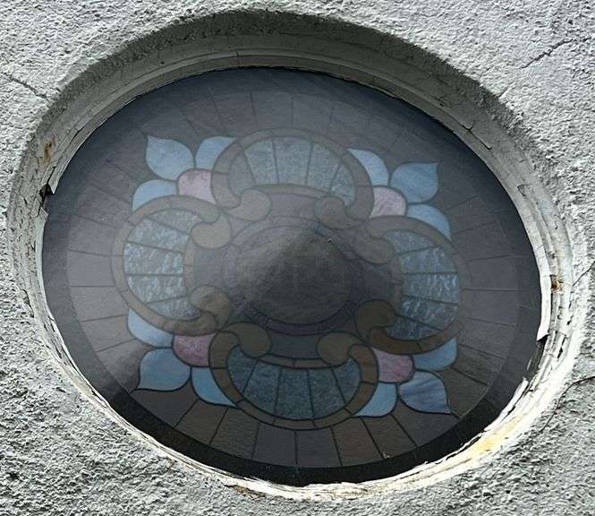 Round Stained-Glass Window - Estimated to be approx. 36" W