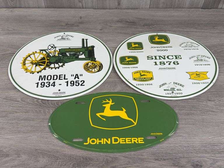 3 John Deere Metal Signs