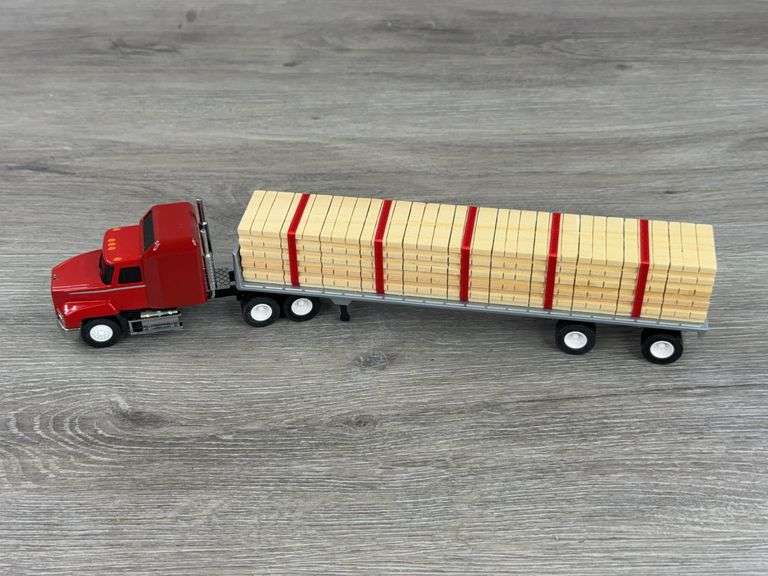 Mack CH600 Truck W/Flatbed Trailer, 1/64, Penjoy Truck, Custom Trailer