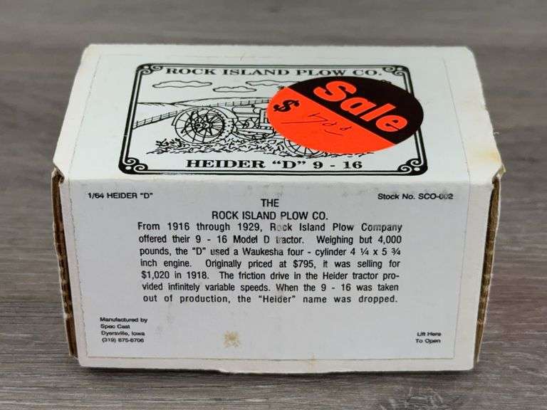 Heider "D" 9-16 Tractor, 1/64, Rock Island Plow Co., SpecCast