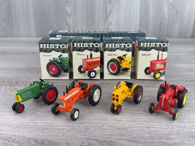 AGCO Historical Four Piece Collection-Oliver 88 NF, Allis Chalmers D-19 WF, Minneapolis-Moline 5-Star NF & Massey-Harris 555 WF, 1/64, Ertl Collectibles