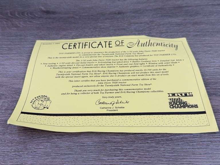 John Deere 7020 Diesel 4WD Duals, 1/32, 2003 NFTS, Toy Farmer