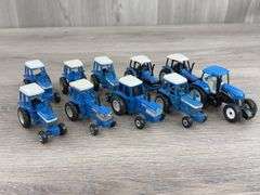 9 Ford & 1 New Holland Tractors, 1/64, Ertl
