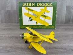 John Deere Beech D17 Staggerwing Airplane Bank, 9”