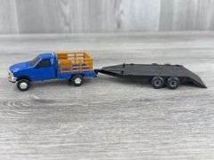 Ford F350 Pickup W/Trailer, GMC Flatbed Truck W/Livestock Trailer, 1/64, Trucks & Flatbed Trailer Ertl, Trailer Custom, Flatbed Pickup Frame Loose