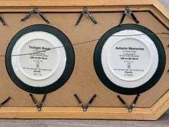 John Deere Plates No. A7828 & B1176 In Wall Plaque-44 1/2”x13 1/2”, Flushed From The Field, Harvest Of Gold, Twilight Break & Autumn Memories, The Danbury Mint