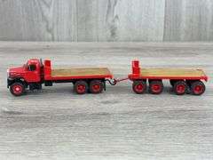 Mack Flatbed Truck W/Pup, 1/64, Ertl