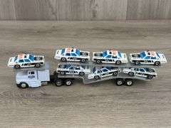 Ford Truck W/Car Hauler & 7 Police Cars, 1/64,  Custom, A-1 Toys