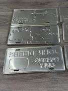 6 John Deere Metal License Plates-G, H, Parking, 11 3/4”Wx6”H