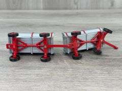 3 Flarebox Wagons-Ertl, 4” & 2 Tootsie Toys Farm Wagons-3 1/2”