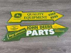John Deere Quality Equipment & Parts Metal Arrow Signs, 19 1/2”