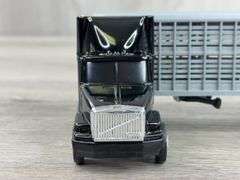 White GMC Tim's Trucking Truck W/Livestock Trailer, 1/64, Ertl