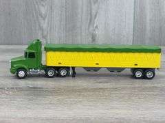 2 WhiteGMC Trucks W/Grain Trailers, 1/64, Custom