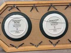 John Deere Plates No. A7828 & B1176 In Wall Plaque-44 1/2”x13 1/2”, Flushed From The Field, Harvest Of Gold, Twilight Break & Autumn Memories, The Danbury Mint