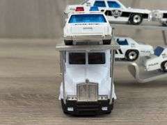 Ford Truck W/Car Hauler & 7 Police Cars, 1/64,  Custom, A-1 Toys