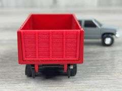 GMC Pickup W/Dump Trailer & Ford F350 Pickup W/Dump Trailer, 1/64, Ertl