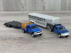 Ford F350 Pickup W/Trailer, GMC Flatbed Truck W/Livestock Trailer, 1/64, Trucks & Flatbed Trailer Ertl, Trailer Custom, Flatbed Pickup Frame Loose