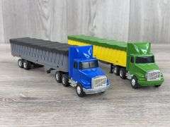 2 WhiteGMC Trucks W/Grain Trailers, 1/64, Custom