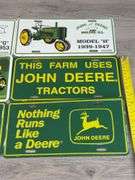 6 John Deere Metal License Plates-G, H, Parking, 11 3/4”Wx6”H