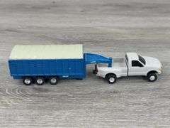 GMC Pickup W/Dump Trailer & Ford F350 Pickup W/Dump Trailer, 1/64, Ertl