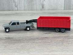 GMC Pickup W/Dump Trailer & Ford F350 Pickup W/Dump Trailer, 1/64, Ertl