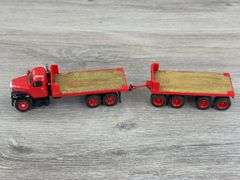 Mack Flatbed Truck W/Pup, 1/64, Ertl