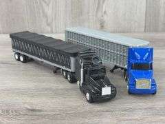 WhiteGMC Plainfield Trucking Truck W/Livestock Trailer-Ertl & Kenworth T600A Truck W/Bottom Dump Trailer-Custom, 1/64