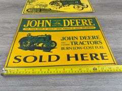 2 John Deere Metal Signs, Appr. 15”x11”