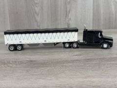 Freightliner C120 Truck W/Bottom Dump Trailer,  1/64, Truck Racing Champions, Trailer Ertl, Mudflap Needs Reattached