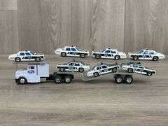Ford Truck W/Car Hauler & 7 Police Cars, 1/64,  Custom, A-1 Toys