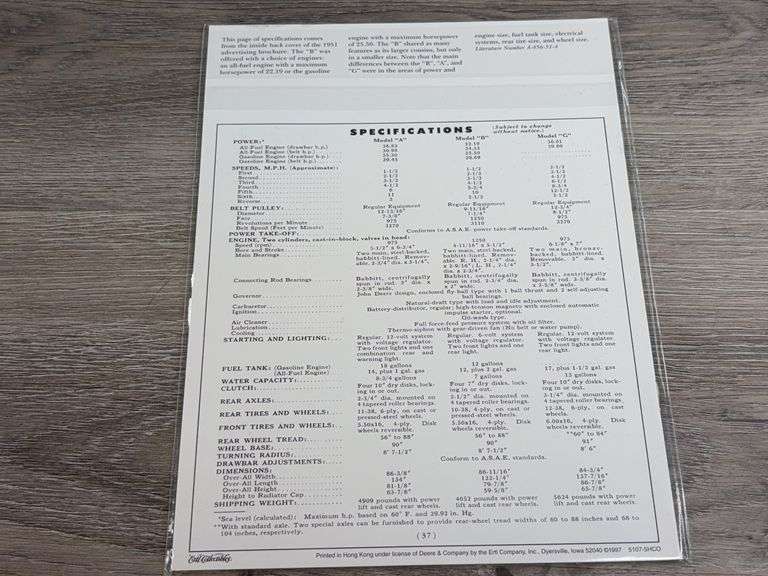 John Deere B NF, 1/16, Precision Classics 12