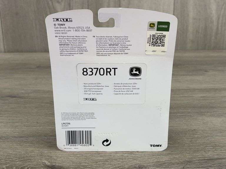 John Deere 8370RT, 1/64, Ertl, Collector Card