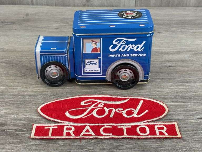 Ford Tractor Patch-8”W & Tin Parts & Service Container-7”L