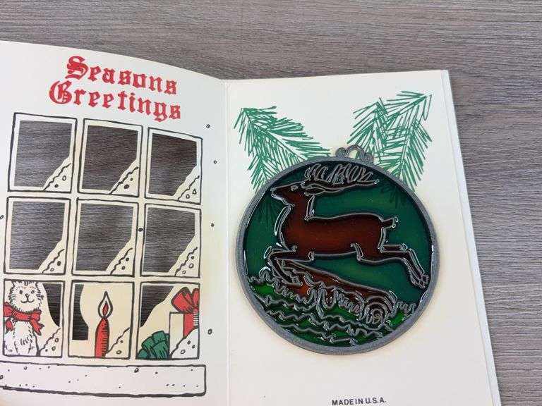 3 Happy Holidays Cards & Stained Glass Christmas Ornaments