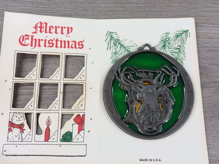 3 Happy Holidays Cards & Stained Glass Christmas Ornaments