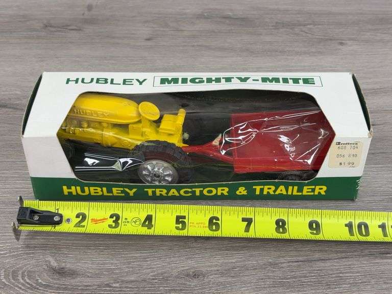 Hubley Mighty-Mite Tractor & Trailer, 10”, Original Box