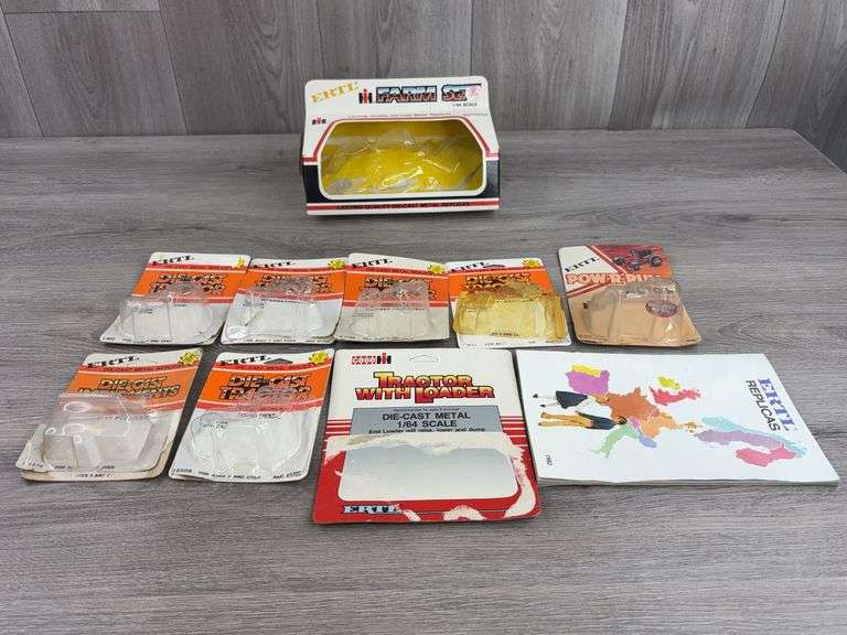 Empty Ertl Tractor & Farm Set Boxes, 1/64, 1982 Ertl Replicas Booklet