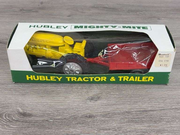 Hubley Mighty-Mite Tractor & Trailer, 10”, Original Box