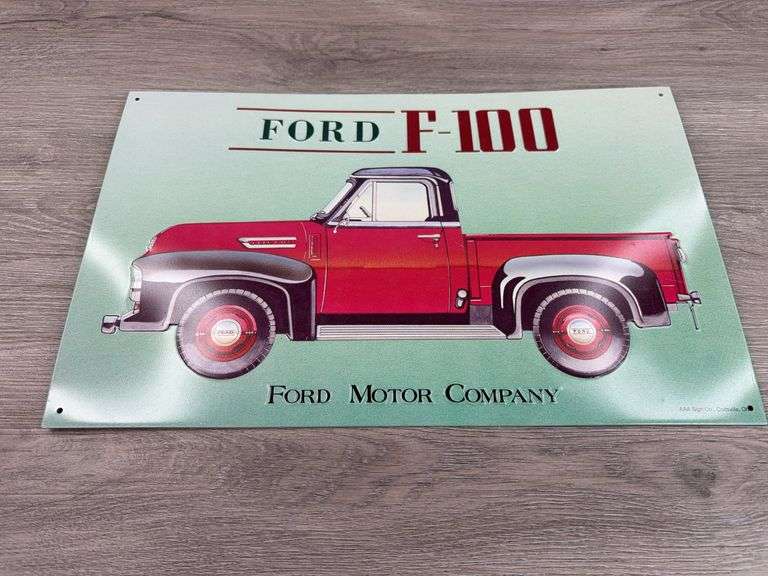 Ford F-100 Metal Sign, 16”x10”, AAA Sign Co.