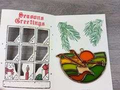 3 Happy Holidays Cards & Stained Glass Christmas Ornaments