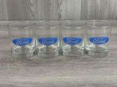 4 Ford Drinking Glasses, 4 1/8”H