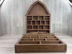 2 Wood Barn Display Cases, 18”Wx24”Hx3”D